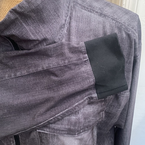 Lucy Faux Denim Lightweight Full Zip High Collar Jacket Size Small - Picture 6 of 9